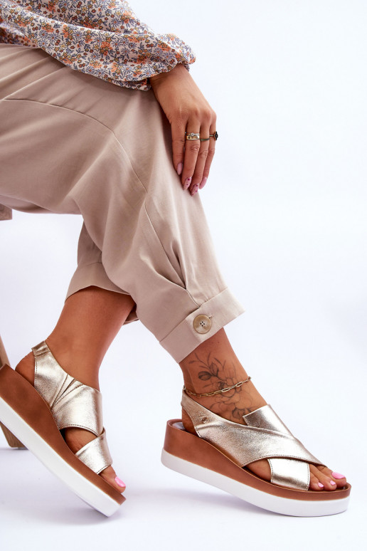 Haut Plateausandalen goldene Farbe Morgan