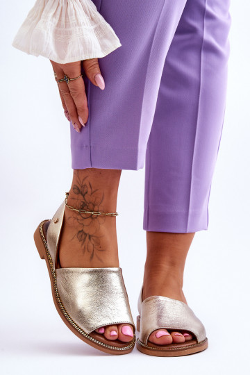 Zazoo 40327 Leder-Pantoletten in Goldfarbe