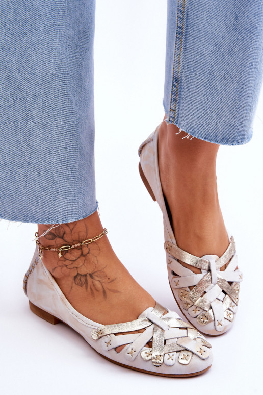 Feminin Ballerinas Es mussciejka 01358-22 Beige-goldene Farbe