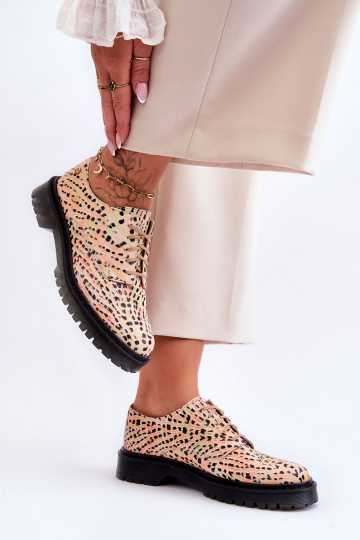 Feminin Haut Schuhe Oxford-Stilvollll Es mussciejka 04087-18 OrangeoZuo-schZuarze Farbe 2