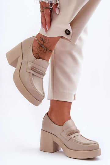 Leder-Schuhe mit Absatz und Ornamenten Lemar Gelanor in Sand 2