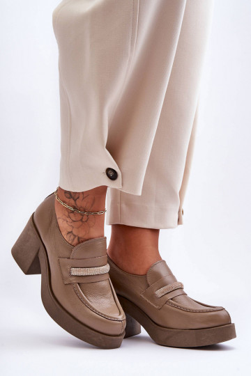 Haut Schuhe mit Absätzen mit Ornamenten Beige Lemar Gelanor