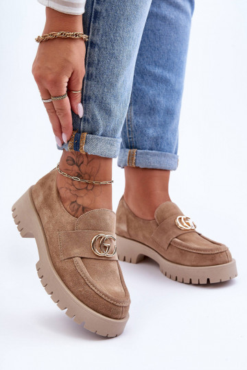 Damen Wildlederpumps mit Ornamenten in Sandfarbe Rosefalls