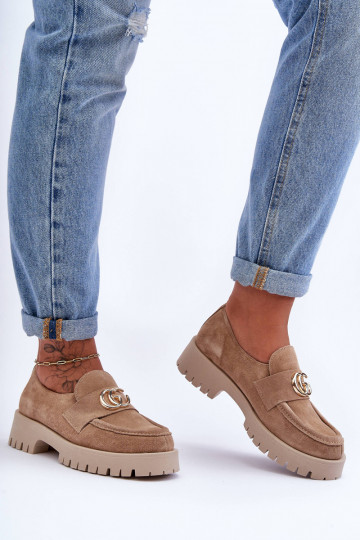 Damen Wildlederpumps mit Ornamenten in Sandfarbe Rosefalls 2