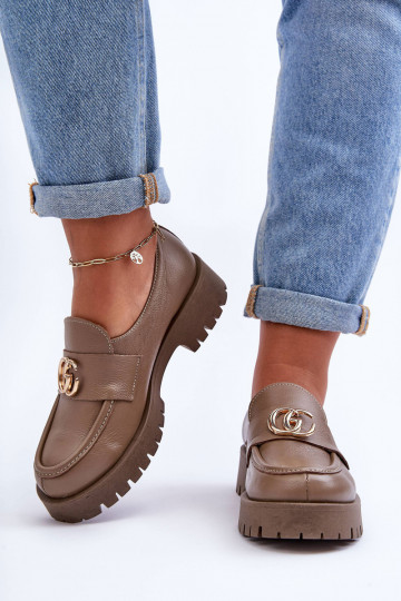 Echtes Lederpumps mit Ornamenten in Sandfarbe Rosefalls