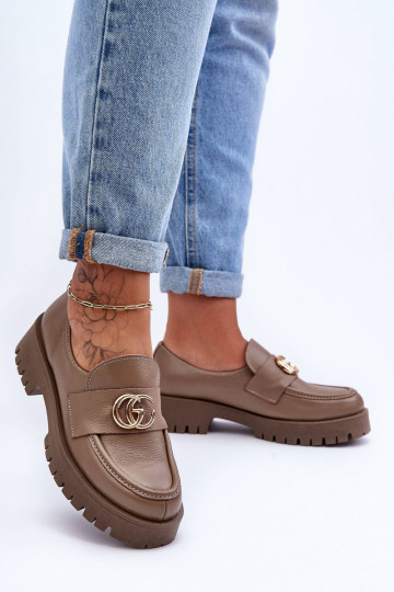 Echtes Lederpumps mit Ornamenten in Sandfarbe Rosefalls 2