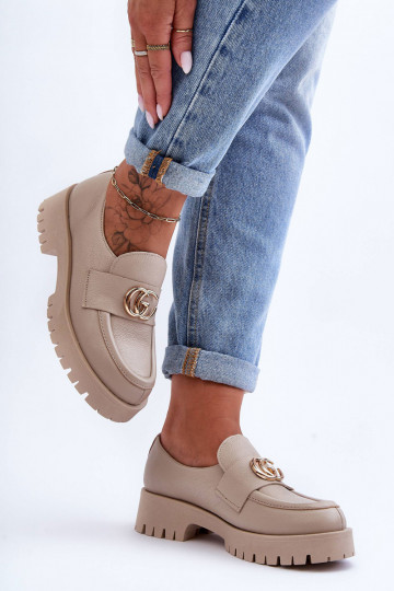 Echtes Lederpumps mit Ornamenten in Sandfarbe Rosefalls 2