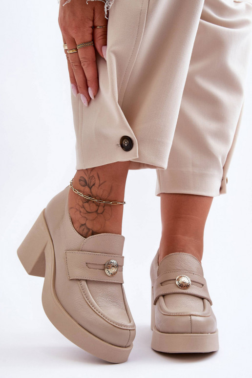 Haut Schuhe Feminin mit Absätzen Beige Lemar Dunadia