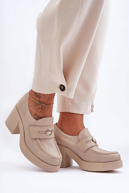 Haut Schuhe Feminin mit Absätzen Beige Lemar Dunadia
