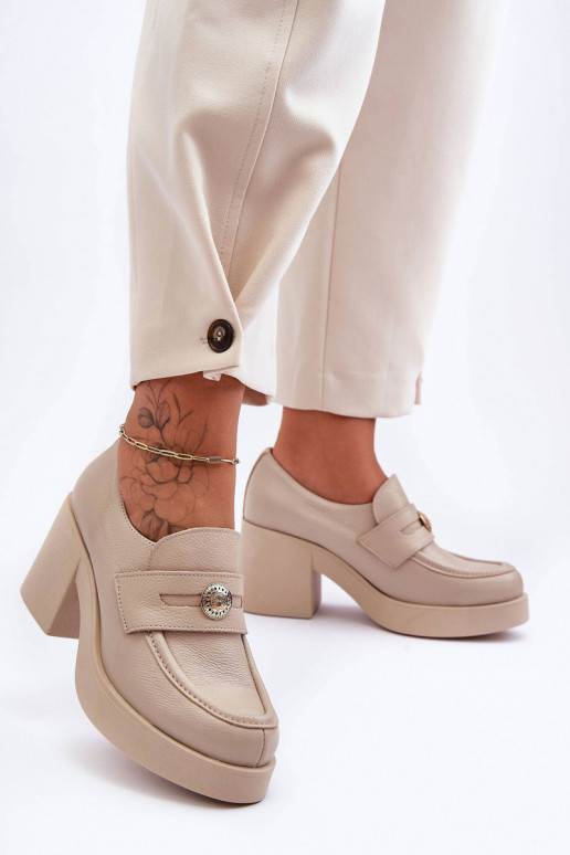 Haut Schuhe Feminin mit Absätzen Beige Lemar Dunadia