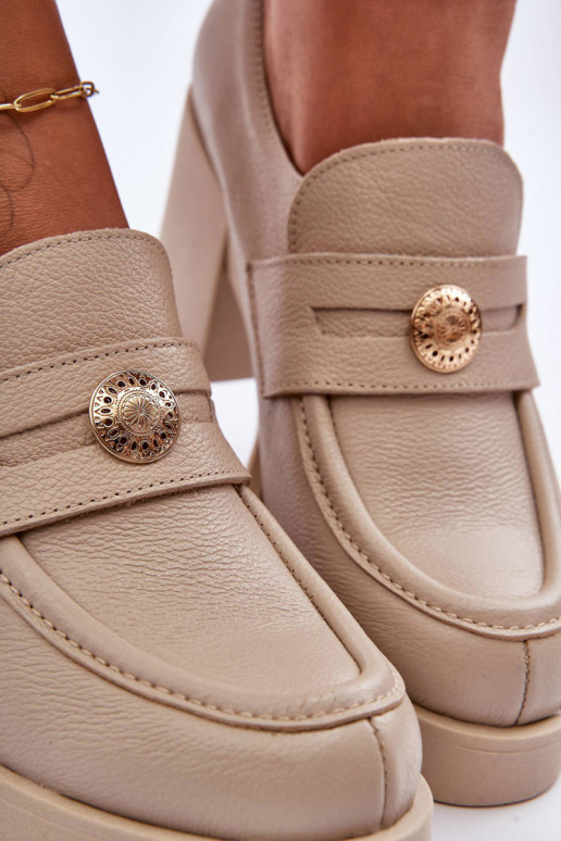 Haut Schuhe Feminin mit Absätzen Beige Lemar Dunadia