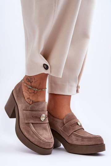 Damen Wildlederpumps mit Absatz in Sandfarbe Lemar Dunadia