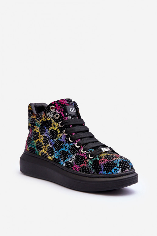 Turnschuhe mit einer Plattform Bergkristall GOE MM2N4009 schZuarze Farbe Turnschuhe mit einer Plattform Bergkristall GOE MM2N4009 schZuarze Farbe