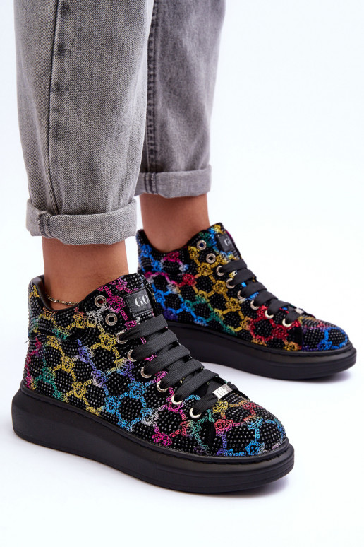 Turnschuhe mit einer Plattform Bergkristall GOE MM2N4009 schZuarze Farbe Turnschuhe mit einer Plattform Bergkristall GOE MM2N4009 schZuarze Farbe