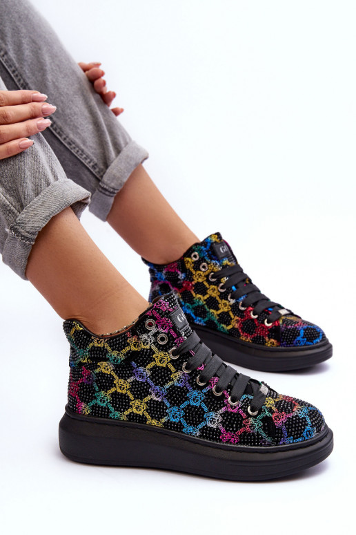 Turnschuhe mit einer Plattform Bergkristall GOE MM2N4009 schZuarze Farbe Turnschuhe mit einer Plattform Bergkristall GOE MM2N4009 schZuarze Farbe