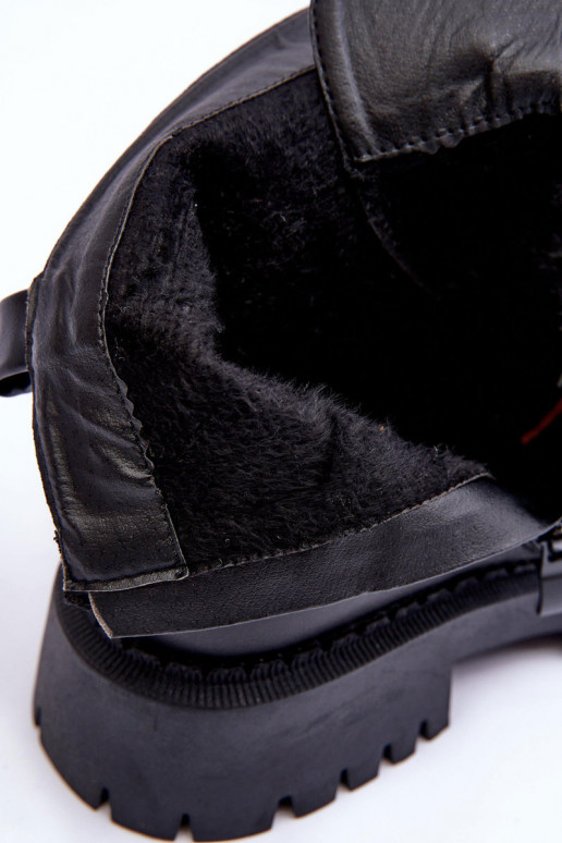 Haut stylische Stiefel mit einer Plattform schZuarze Farbe Lemar Lisencca