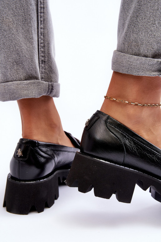 Feminin Haut Schuhe Mokassins mit Ornamenten Laura Messi 2699 schZuarze Farbe Feminin Haut Schuhe Mokassins mit Ornamenten Laura Messi 2699 schZuarze Farbe