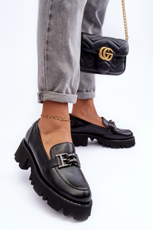 Feminin Haut Schuhe Mokassins mit Ornamenten Laura Messi 2699 schZuarze Farbe Feminin Haut Schuhe Mokassins mit Ornamenten Laura Messi 2699 schZuarze Farbe