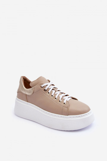 Damen-Leder-Sneaker mit Plateau in Sandfarbe Lemar 10150 2