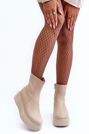 Damenstiefel mit einer Plattform Beige Lemar Jenefer 2