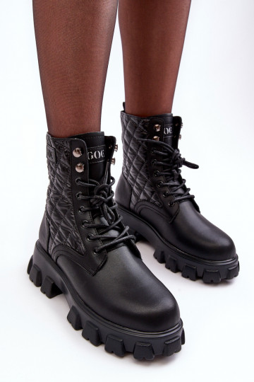 Haut Arbeitsstiefeletten mit breiten Absätzen GOE MM2N4021 schZuarze Farbe