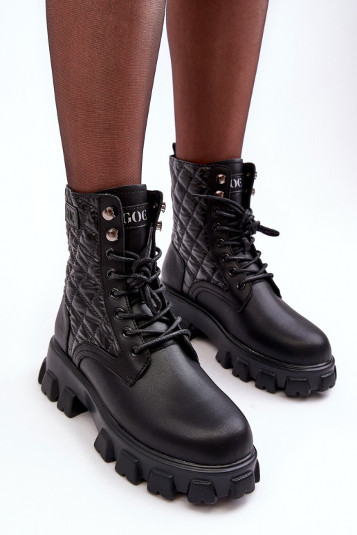 Haut Arbeitsstiefeletten mit breiten Absätzen GOE MM2N4021 schZuarze Farbe Haut Arbeitsstiefeletten mit breiten Absätzen GOE MM2N4021 schZuarze Farbe