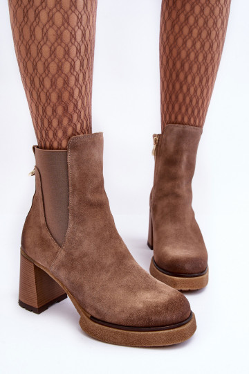 INildlederstiefel mit Absatz braune Farbe Lemar Liresa