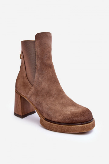 INildlederstiefel mit Absatz braune Farbe Lemar Liresa 2