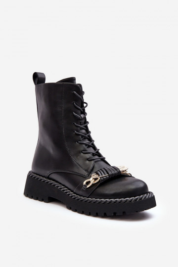 Damenstiefel hohe Reitstiefel mit Ornamenten schZuarze Farbe S.Barski MR870-68