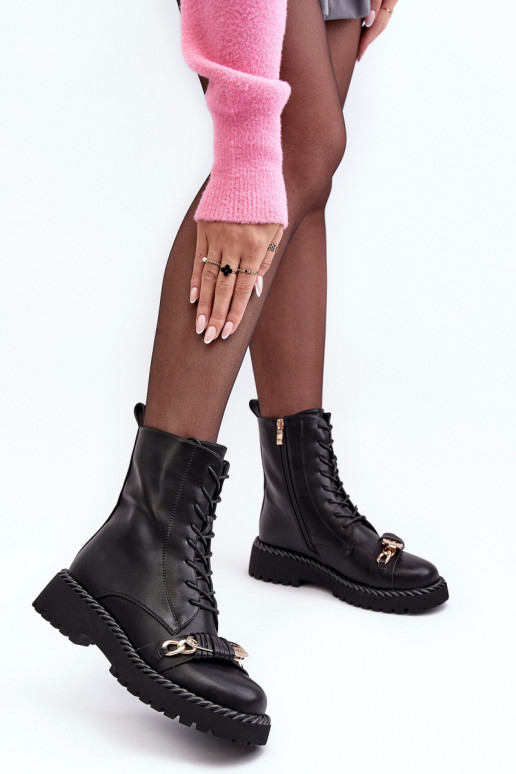 Damenstiefel hohe Reitstiefel mit Ornamenten schZuarze Farbe S.Barski MR870-68