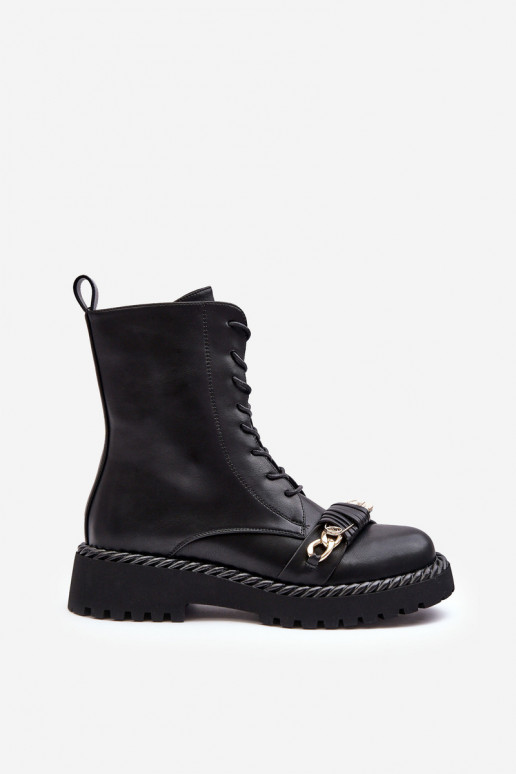 Damenstiefel hohe Reitstiefel mit Ornamenten schZuarze Farbe S.Barski MR870-68