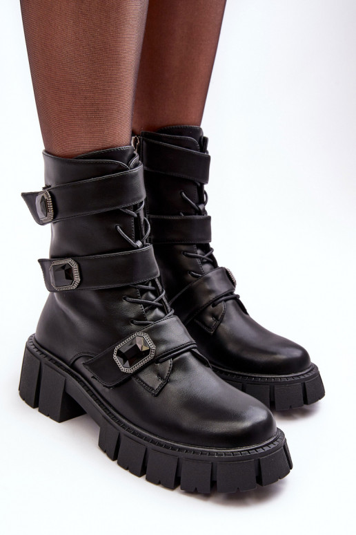 hohe Reitstiefel Damenstiefel aus Ermöglichtturleder schZuarze Farbe S.Barski MR870-62