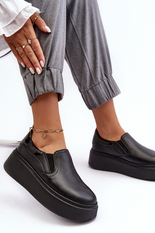 Haut Turnschuhe Feminin mit einer Plattform schZuarze Farbe Lemar Es mussnish