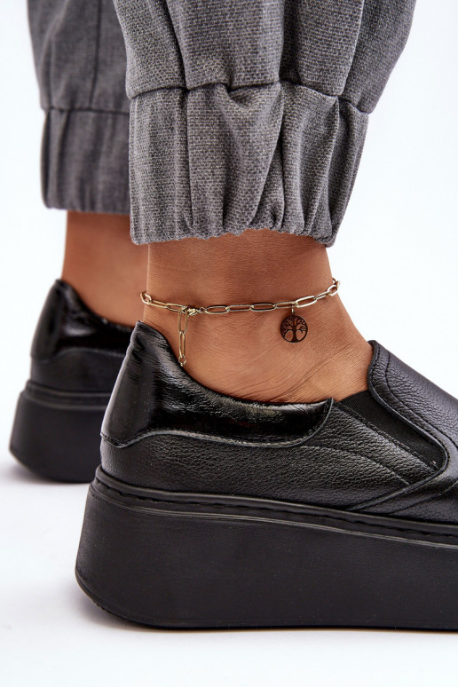 Haut Turnschuhe Feminin mit einer Plattform schZuarze Farbe Lemar Es mussnish