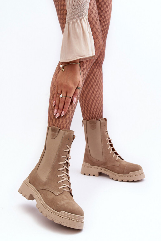 aus INildleder Feminin Arbeitsstiefeletten mit Schnürsenkeln Beige Nicole 2836 aus INildleder Feminin Arbeitsstiefeletten mit Schnürsenkeln Beige Nicole 2836