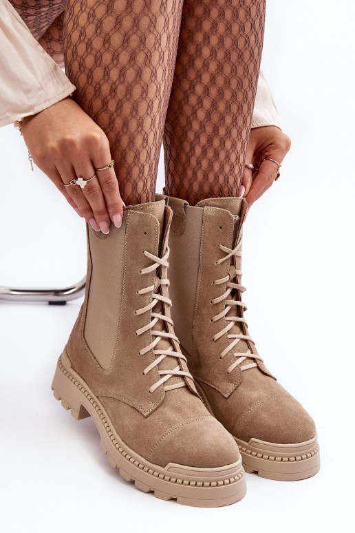 aus INildleder Feminin Arbeitsstiefeletten mit Schnürsenkeln Beige Nicole 2836 aus INildleder Feminin Arbeitsstiefeletten mit Schnürsenkeln Beige Nicole 2836