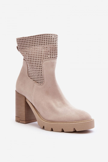 Durchbrochenes INildleder Damenstiefel elfenbeinfarbe LeZuski 3386 2