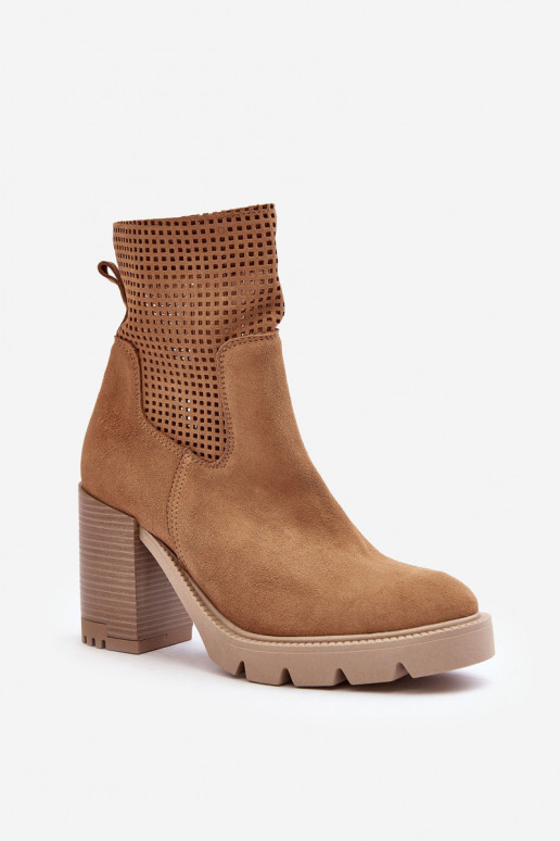 Durchbrochenes INildleder Damenstiefel braune Farbe LeZuski 3386 Durchbrochenes INildleder Damenstiefel braune Farbe LeZuski 3386