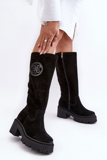 Feminin aus INildleder Stiefel Gegen die Straße schZuarze Farbe LeZuski 3367 2