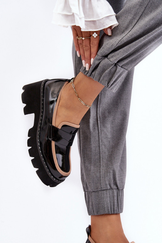 Haut Feminin Mokassins D&A MR870-32 schZuarze Farbe