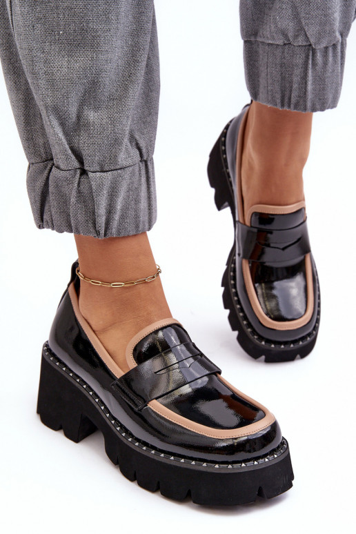 Haut Feminin Mokassins D&A MR870-32 schZuarze Farbe