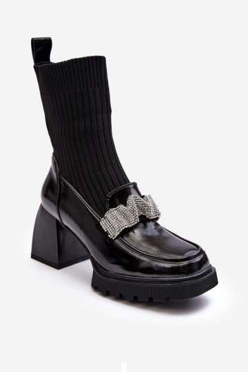 Damen Stiefel mit Sockenartigem Schaft und Absatz D&A MR870-41 in Schwarz 2