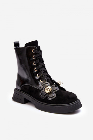 Modisch Feminin Stiefel mit Reißverschlüssen mit schönen Details D&A MR870-76 schZuarze Farbe 2