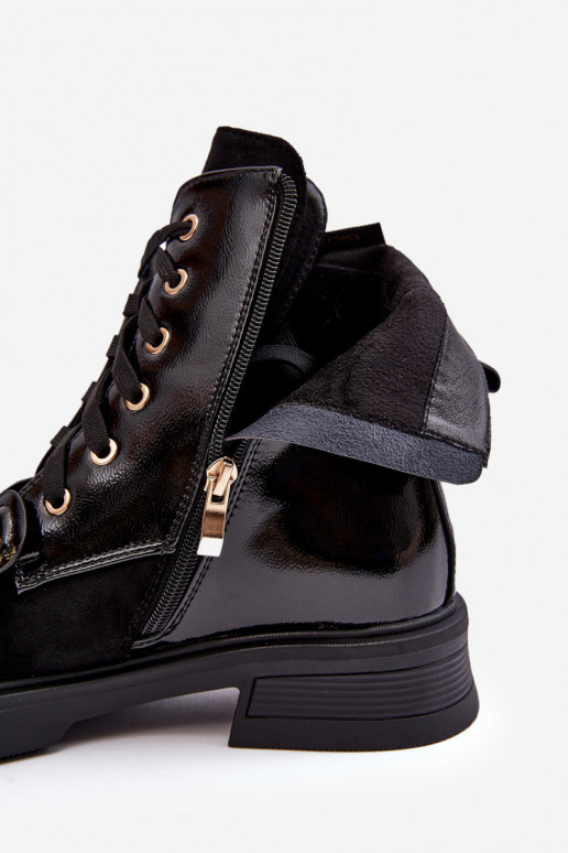 Modisch Feminin Stiefel mit Reißverschlüssen mit schönen Details D&A MR870-76 schZuarze Farbe