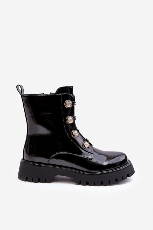 Feminin sich Zuarm laufen Stiefel Mit Dekorationeni Guzikami D&A MR870-51 schZuarze Farbe Feminin sich Zuarm laufen Stiefel Mit Dekorationeni Guzikami D&A MR870-51 schZuarze Farbe