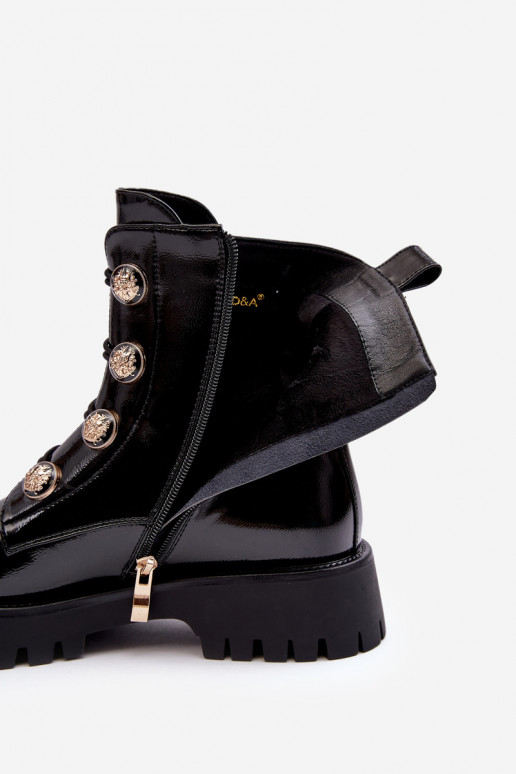 Feminin sich Zuarm laufen Stiefel Mit Dekorationeni Guzikami D&A MR870-51 schZuarze Farbe Feminin sich Zuarm laufen Stiefel Mit Dekorationeni Guzikami D&A MR870-51 schZuarze Farbe