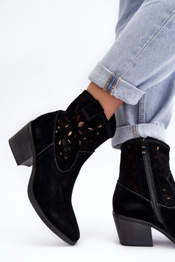 INildlederschuhe CoZuboy-Stil mit durchbrochenen Elementen D&A SN622-20 schZuarze Farbe