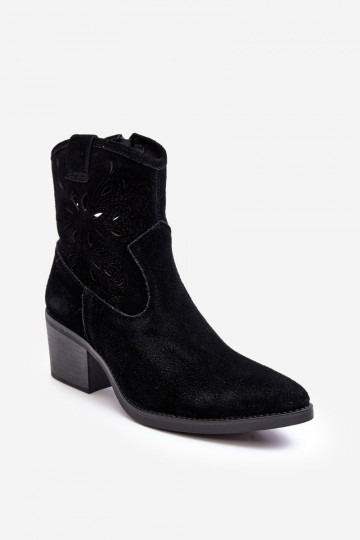 INildlederschuhe CoZuboy-Stil mit durchbrochenen Elementen D&A SN622-20 schZuarze Farbe 2