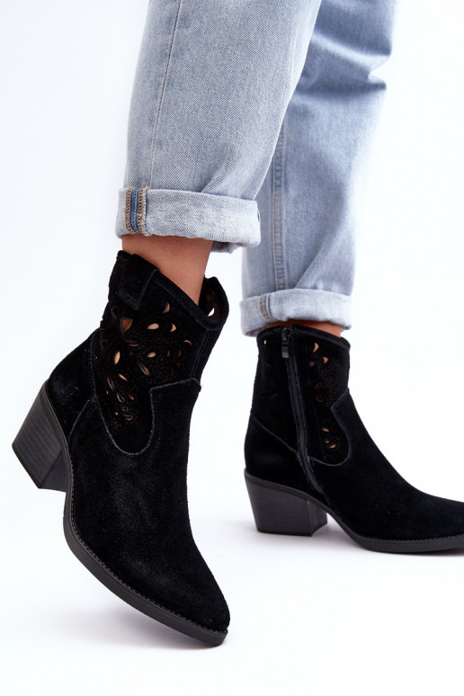 INildlederschuhe CoZuboy-Stil mit durchbrochenen Elementen D&A SN622-20 schZuarze Farbe INildlederschuhe CoZuboy-Stil mit durchbrochenen Elementen D&A SN622-20 schZuarze Farbe