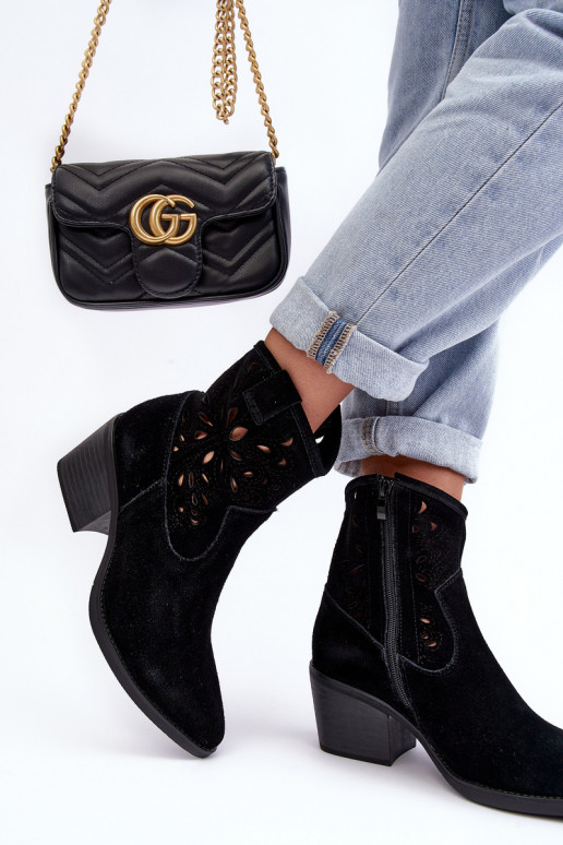 INildlederschuhe CoZuboy-Stil mit durchbrochenen Elementen D&A SN622-20 schZuarze Farbe INildlederschuhe CoZuboy-Stil mit durchbrochenen Elementen D&A SN622-20 schZuarze Farbe